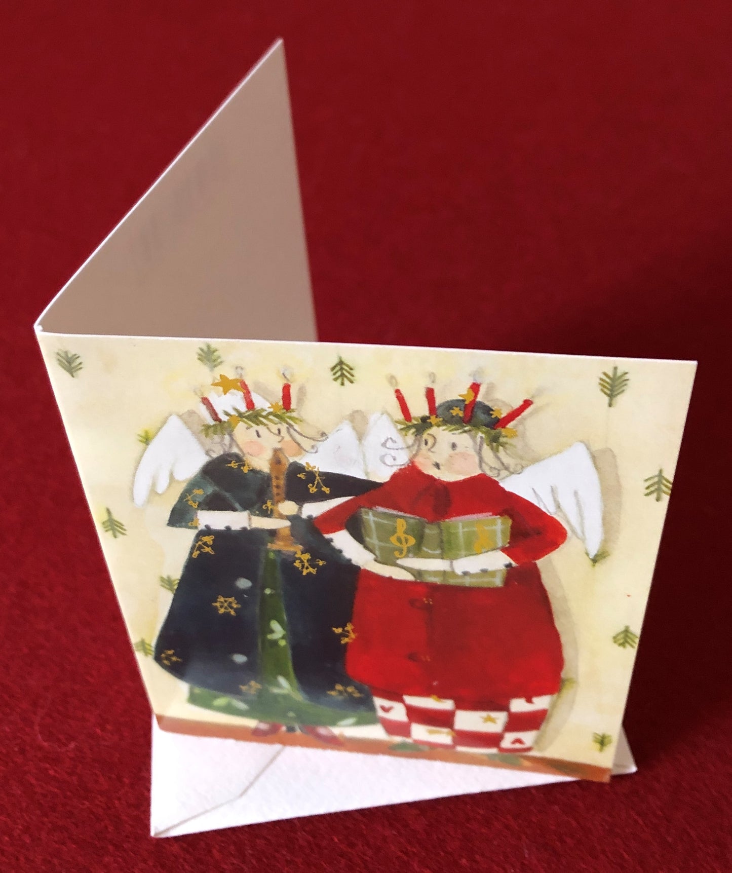 Mini-Doppelkarte Singengel, B 6 cm, H 8 cm