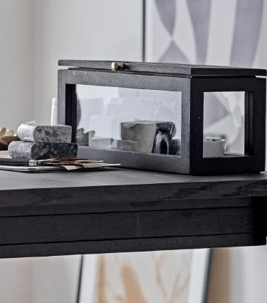 Vitrinenbox "Minimal", Holz schwarz / Glas, 38 x 15 x 15 cm