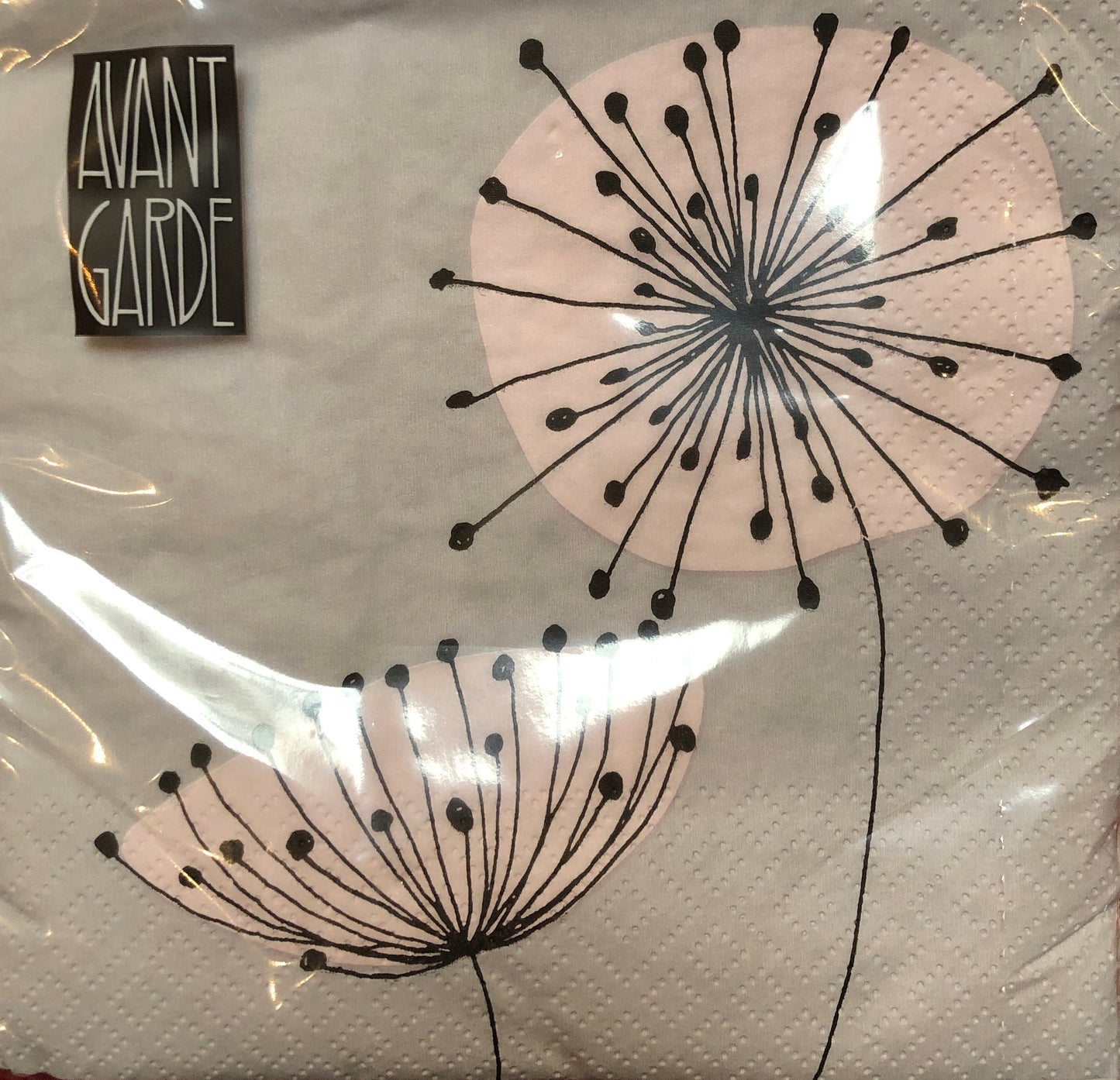 Papierservietten Retro Blumen grau-rosa-schwarz