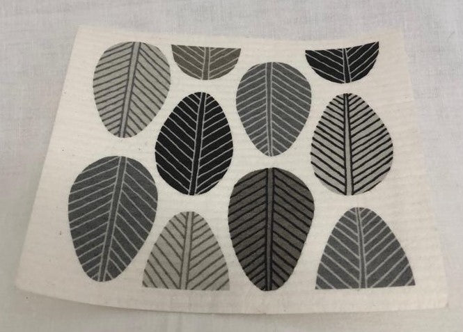 Spültuch Blatt grau-schwarz, B 20 cm, L 17 cm, St 0,2 cm