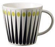 "Doris" Henkeltasse Retromuster schwarz-weiß-limone