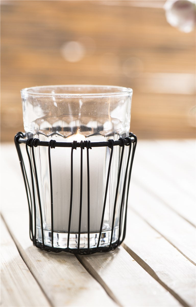 "Facette" Glas-Teelicht klar, D 7,4 cm, H 10,3 cm, für Drahtkörbchenhalter