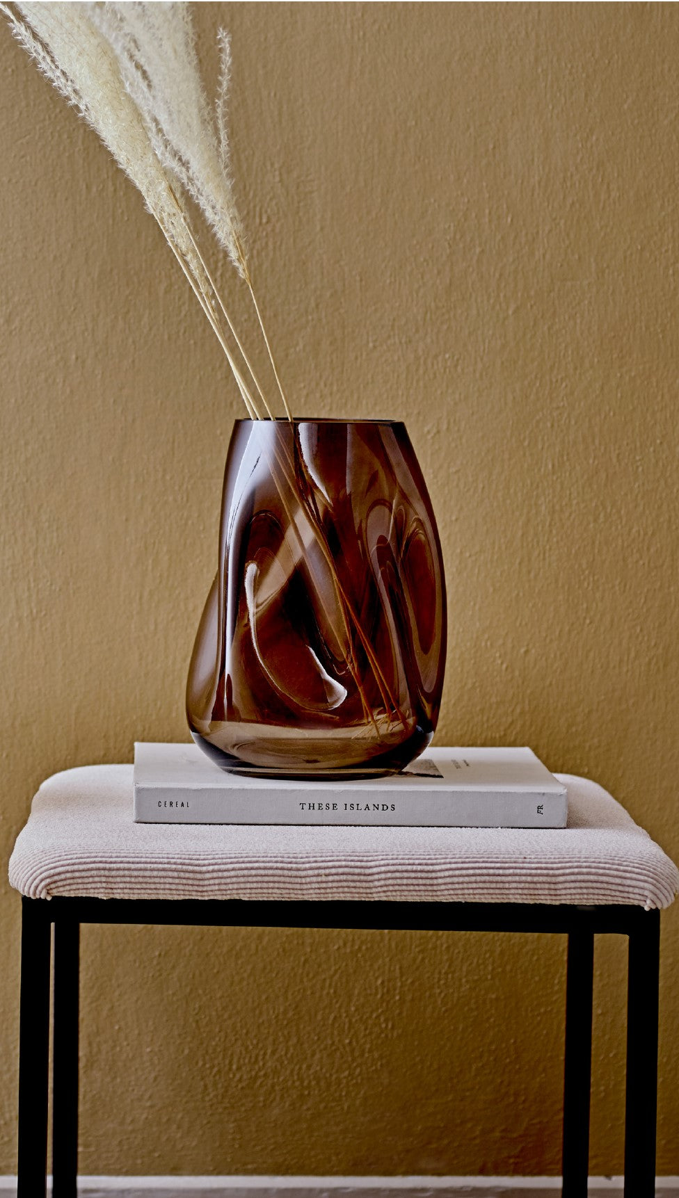 Glas-Vase Wave transparent braun, 19,5 x 18 x 26 cm