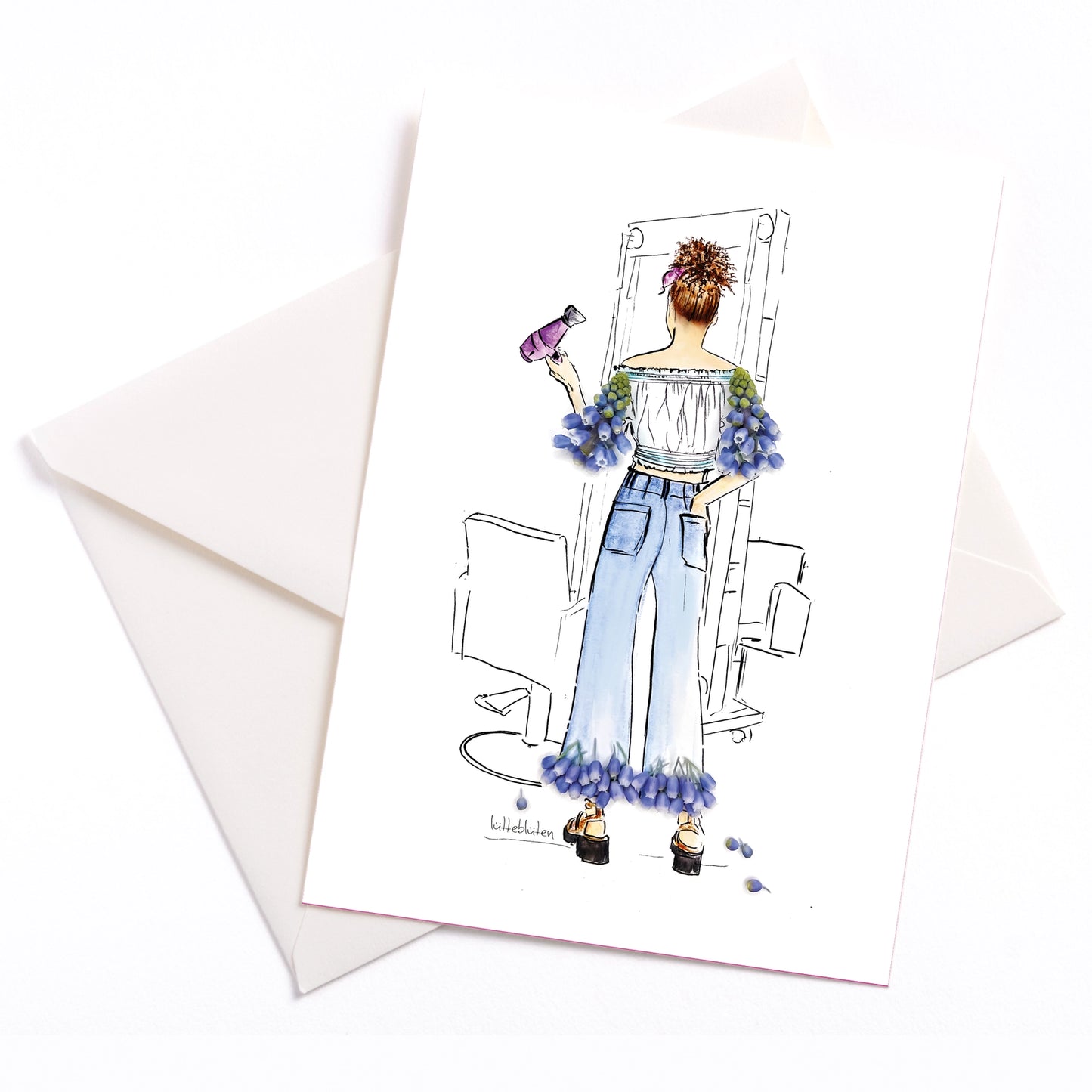 Postkarte mit Umschlag Friseurin