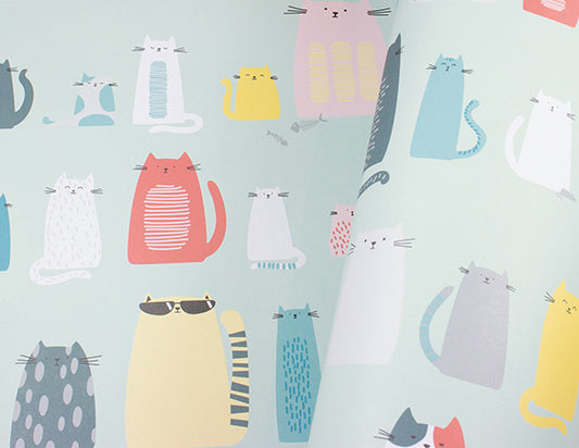 "Miau" Geschenkpapierbogen Charakterkatzen