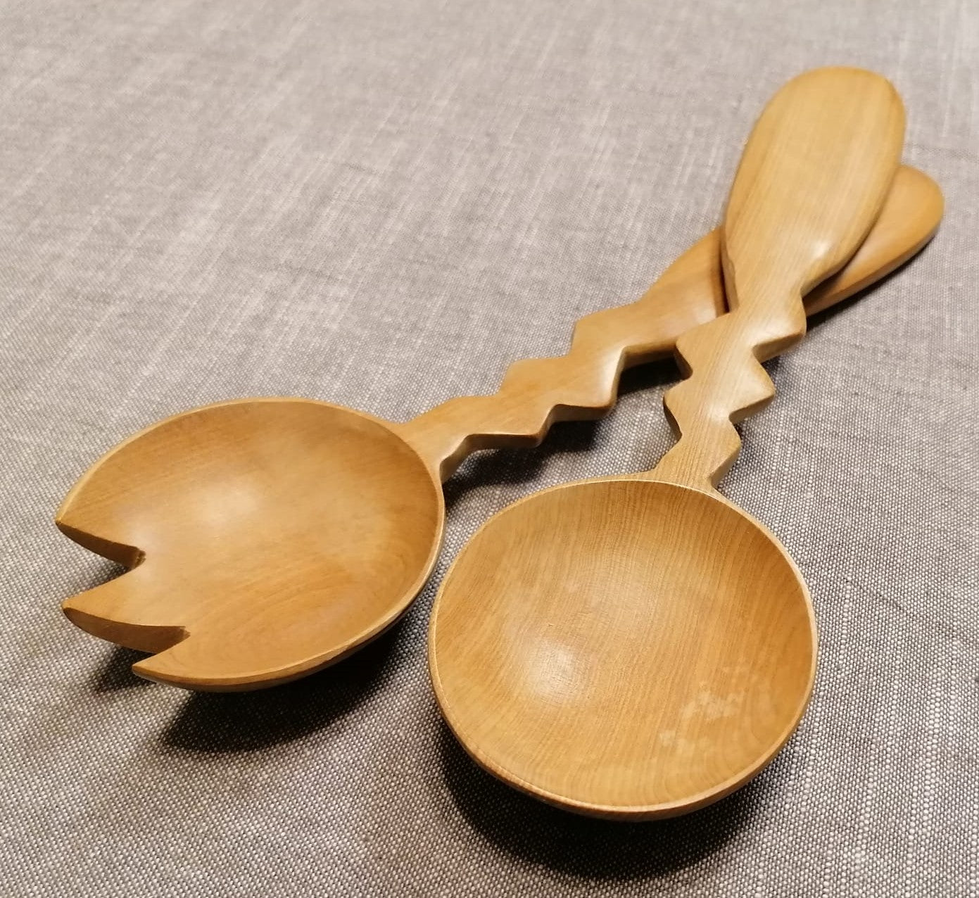Holz-Salatbesteck Zik-Zak, Bambus, L 25 cm, B 7 cm, H 2,5 cm
