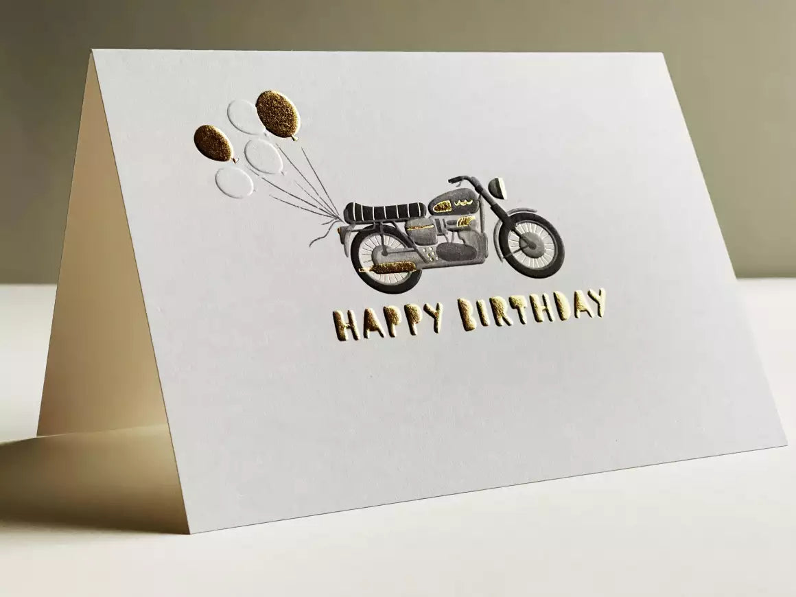 "Auf Tour!" Motorrad Doppelkarte Happy birthday