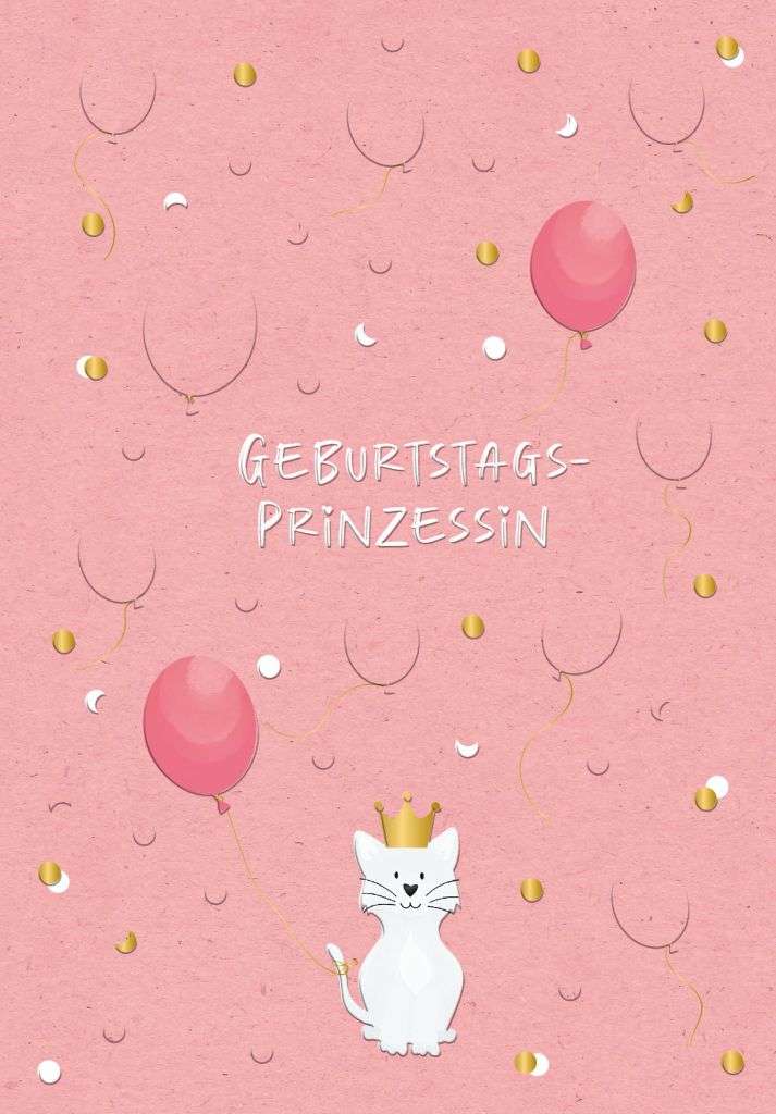"Miau" Doppelkarte Katze Geburtstagsprinzessin