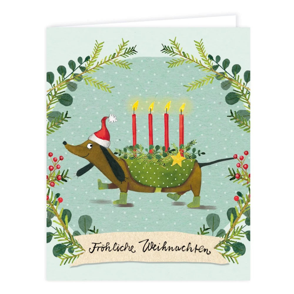 Weihnachten "Wau"  Geschenkkärtchen Dackel