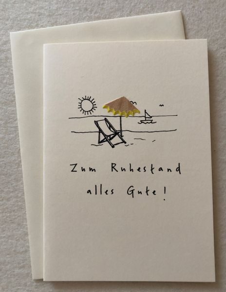 Ruhestand Buntstiftspan-Doppelkarte Sonnenschirm - alles Gute