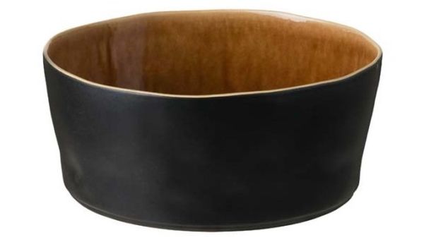 Keramik-Schale innen braun glänzd., außen matt schwarz