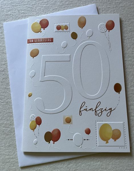 MAXI-Doppelkarte 50 Zum Geburtstag, Luftballons