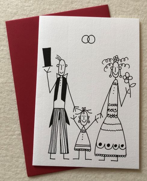Doppelkarte Hochzeit Brautpaar mit Kleinkind