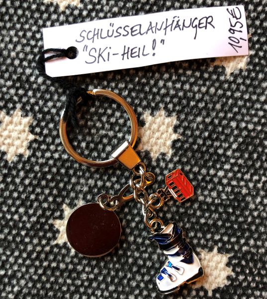 Metall-Schlüsselanhänger &quot;Ski heil!&quot;, H 10 cm