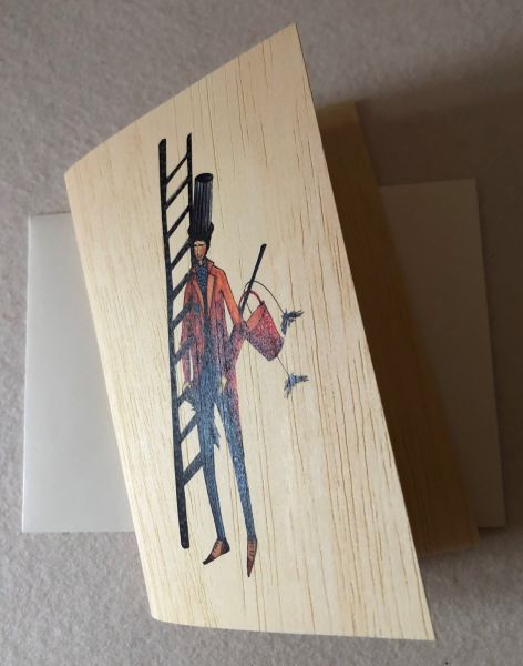 Holz-Doppelkarte Schornsteinfeger, 11,5 x 16,2 x 0,3 cm