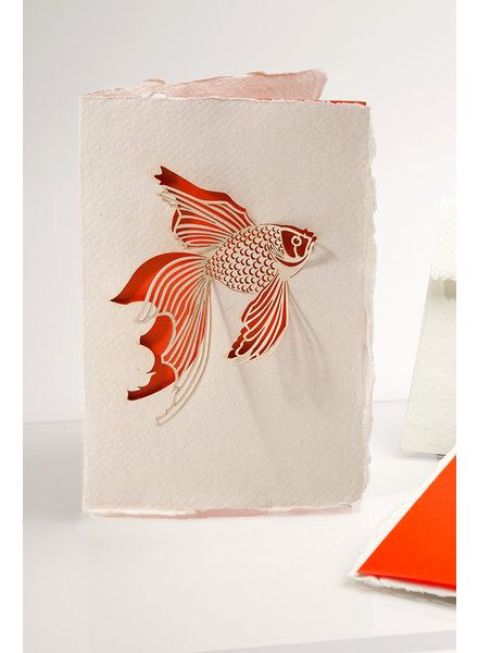 Ocean Fisch Bütten-Doppelkarte, Einleger orange