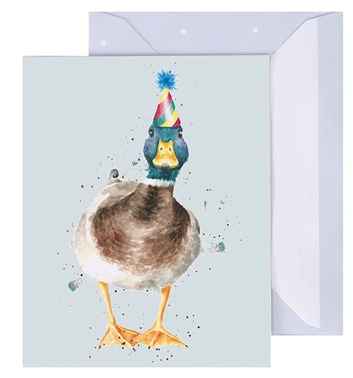 Birdy Federvieh Ente mit Partyhut Mini-Doppelkarte