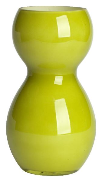 Glasvase mit Taille, apfelgrün glänzend, D 7,8 cm, H 20,1 cm