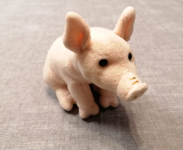&quot;Oink&quot; Plüsch-Glücksschwein rosa, B 7 cm, H 13 cm, T 9 cm