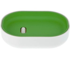 Seifenschale Kunststoff apfelgrün-weiß, 12,5 x 3 x 9 cm