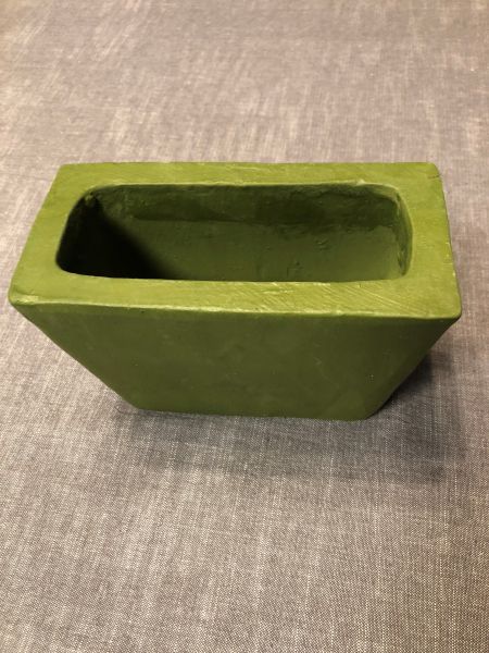 Keramik-Topf eckig olivgrün B 18,5 cm, H 13 cm, T 9 cm