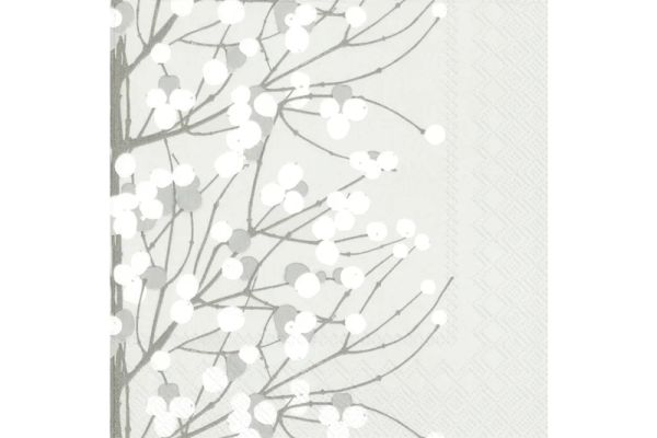 Papierservietten Marimekko Lumimarja weiß-grau-silber