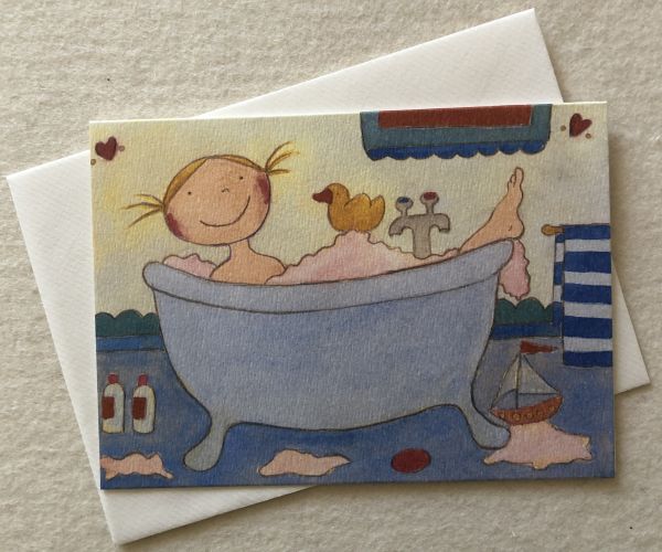 Badespaß Doppelkarte Mädchen in Badewanne