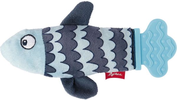 Ocean Rasselquassel m. Beißelement Fisch grau-blau, L 17,8 cm