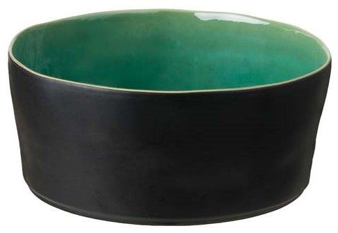 Keramik-Schale innen türkis glänzd., außen matt schwarz