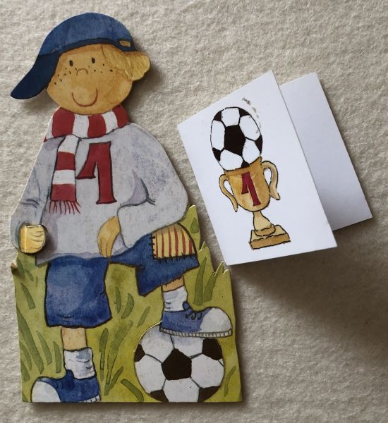Fussball Geschenkaufkleber mit Mini-Doppelkarte