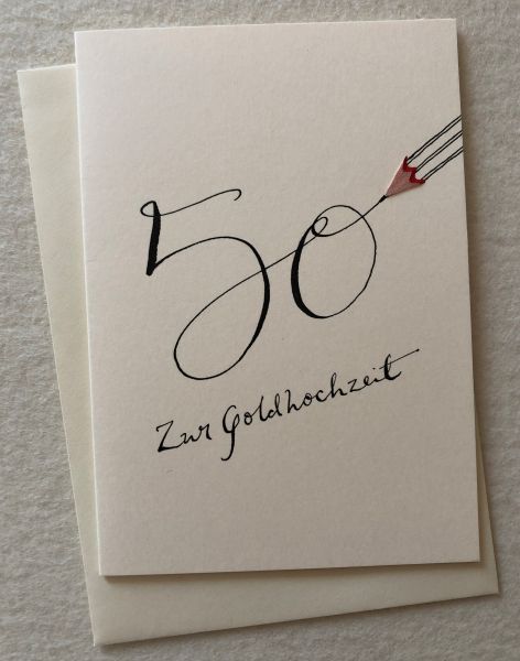Goldhochzeit Buntstiftspan-Doppelkarte 50 - Zur Goldhochzeit