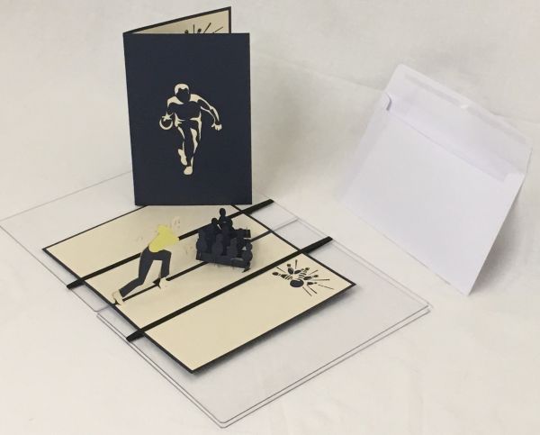Doppelkarte POP-UP Bowling - Kegeln, 11,5 x 18,5 cm