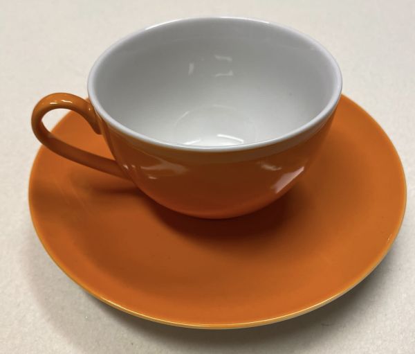 Farbenfroh Kaffee-/ Cappuccinotasse m. Unterteller orange