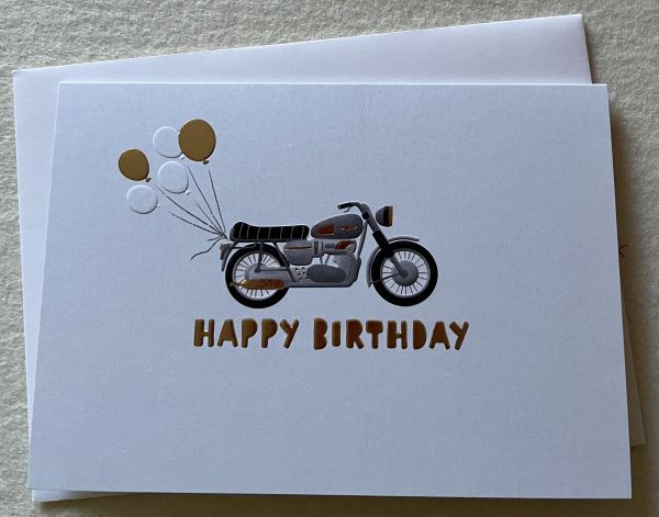 "Auf Tour!" Motorrad Doppelkarte Happy birthday