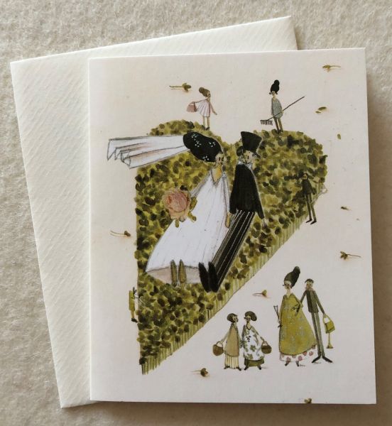 Mini-Doppelkarte Hochzeitspaar auf Herzwiese