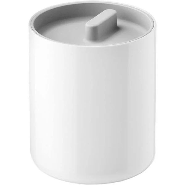 Deckeldose Kunststoff lichtgrau-weiß, D 10 cm, H 12 cm