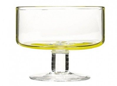 Retro 2er Set Glas-Dessertschalen, Blume limegrün