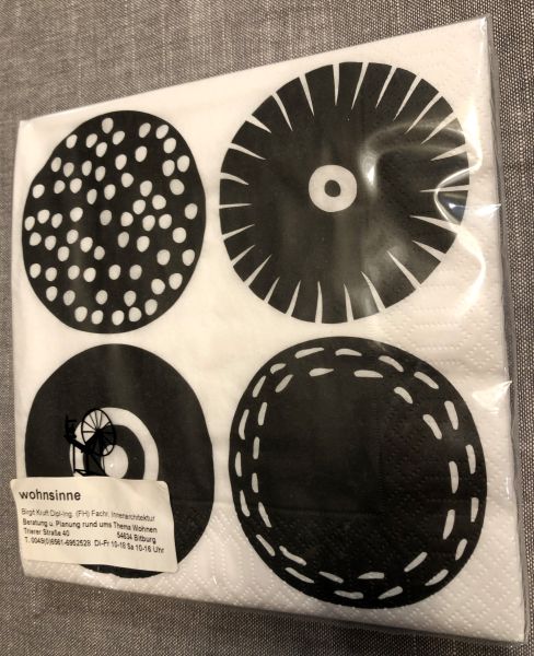 Papierservietten schwarz-weiß Kreismuster