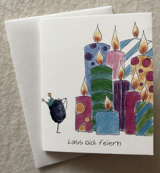 Birdy Mini-Doppelkarte Lass Dich feiern