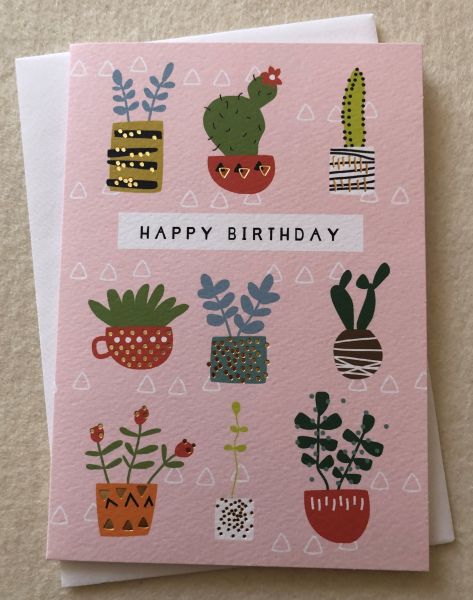 Gartenfreude Geburtstag Doppelkarte Topfpflanzen HAPPY BIRTHDAY