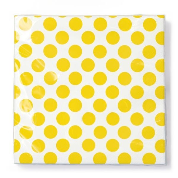 Papierservietten Punkte gelb auf weiß
