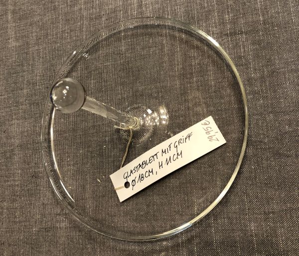 Klarglas-Tablett rund mit mittigem Griff, D 18 cm, H 11 cm, sehr feines Glas