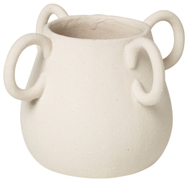 Keramik-Gefäß Grip cremeweiß, D 12 cm, H 11,5 cm