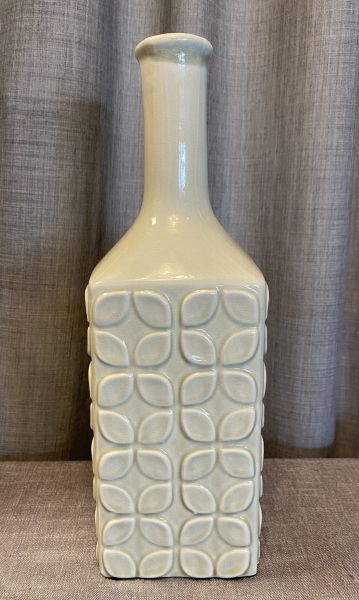 Retroflowers Vase in eckiger Flaschenform, grünliches Beige