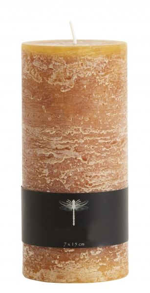 Zylinder-Kerze D 7 cm, H 15 cm, amber, brennt 72 Std., 97 % Paraffin, 3 % pfl. Wax