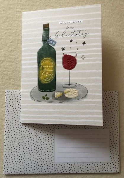 Doppelkarte Wein und Käse Alles Gute zum Geburtstag