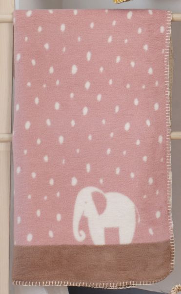 Rain Babydecke Elefant rosa-wollweiß-zimtbraun