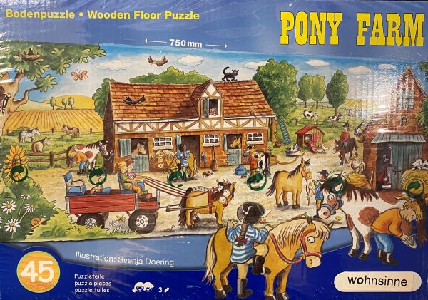 Pferd Bodenpuzzle Ponyfarm, Holz, 45 Teile, B 75 cm, T 25 cm, St 0,6 cm