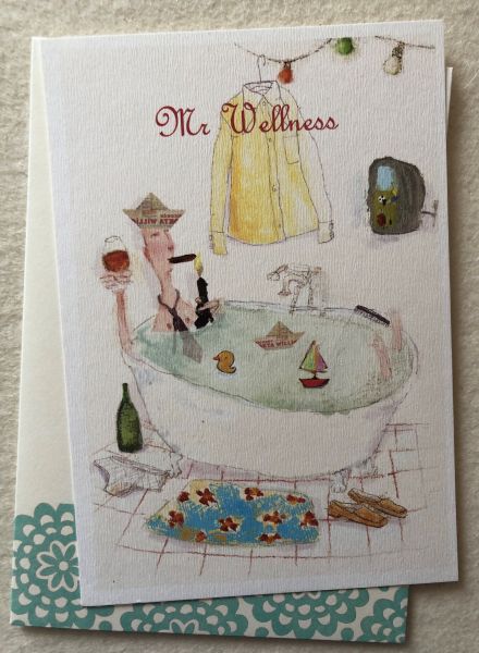 Postkarte mit Umschlag Mr. Wellness