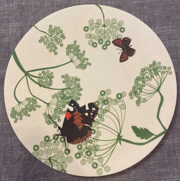 Bambus- / Maisserie Teller Motiv Schmetterling, D 21 cm, H 1,5 cm